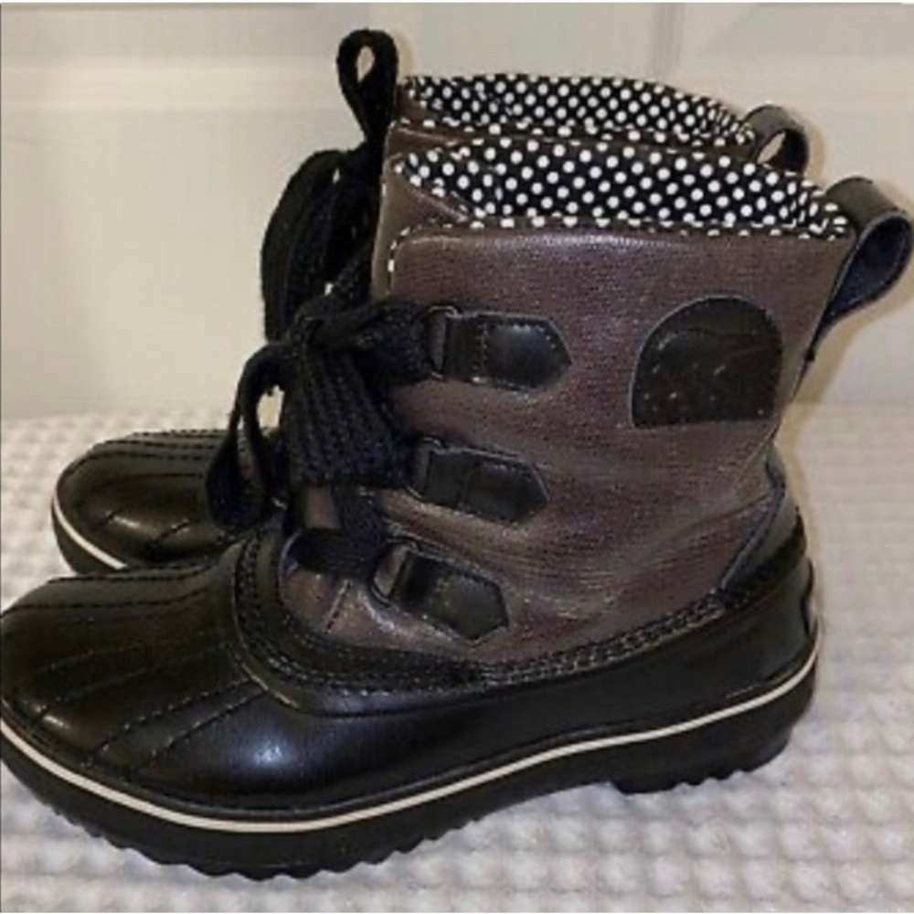 Sorel Tivoli Boots Womens Sz  9 Metallic Waterproof Polka Dot Lining Winter Rain